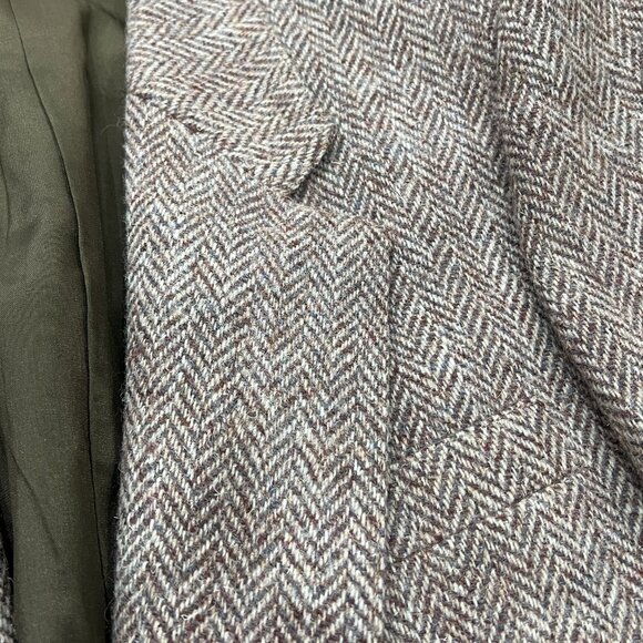 VTG HARRIS TWEED Brown Herringbone 2-Btn Sport Jacket Blazer sz US 40 R - Picture 4 of 7